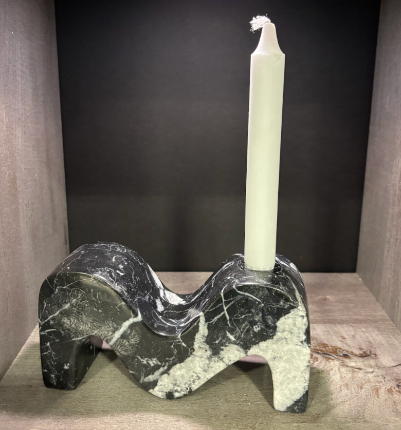 Wave Grey Marble Candleholder