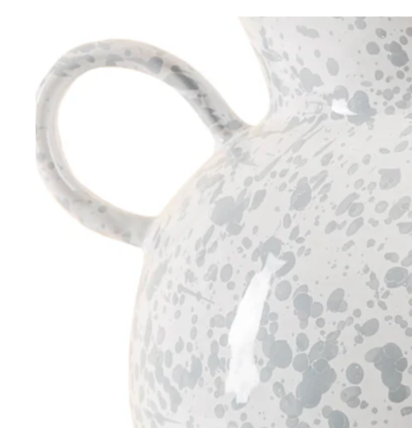 Speckled Grey & White Handle Vase