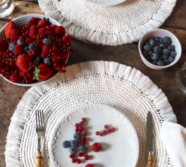 Woven Fringe Placemat Set of 4 -  White