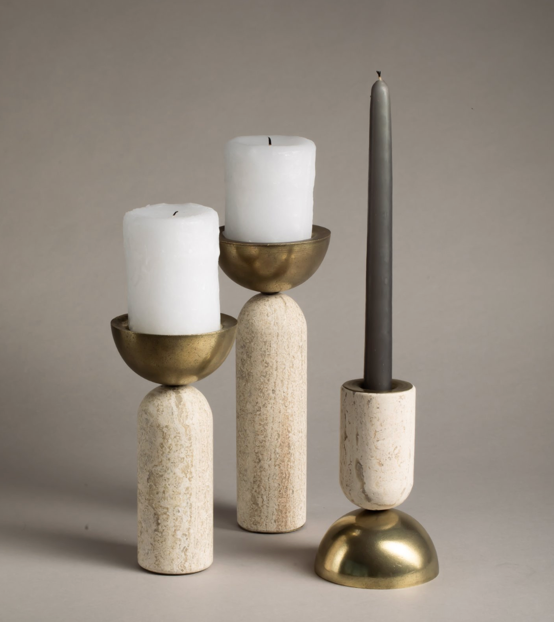 Marble & Travertine Votive Candle Holder Set of 3