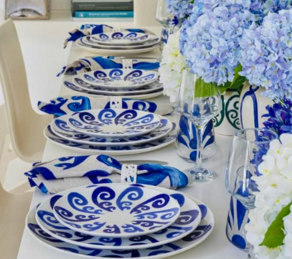 Athenee Two Tone Blue Peacock Salad Plate - Limted Edition