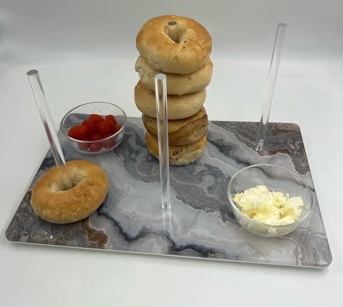 Continental Bagel Board - Grey Marble Slice