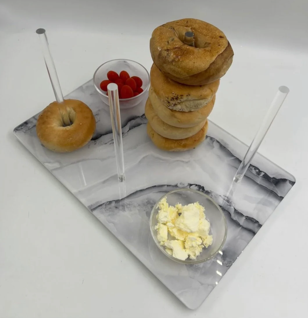 Continental Bagel Board - White & Black Stone