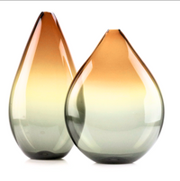 Double Ombre Teardop Vase Amber & Clear -