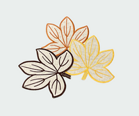 Harvest Embroidered Linen Leaf Table Accent Set of 4