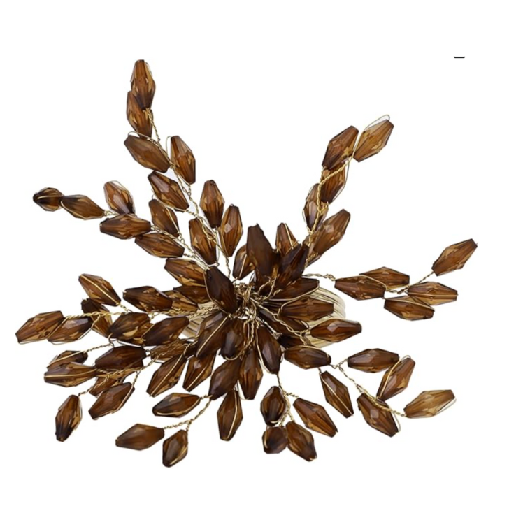 Floral Spray Napkin Ring Set of 4 - Dark Brown