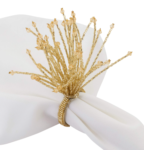 Beaded Burst Napkin Ring s/4 - Gold