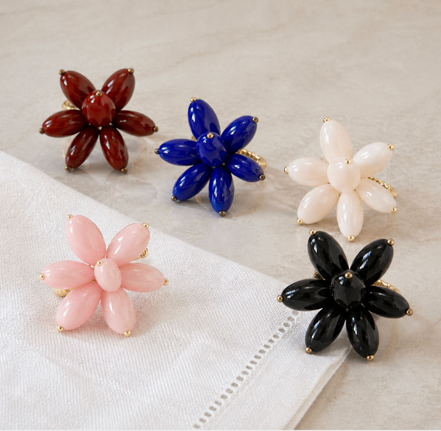 Deborah Rhodes Mod Stone Flower Napkin Ring - Thumbnail 5