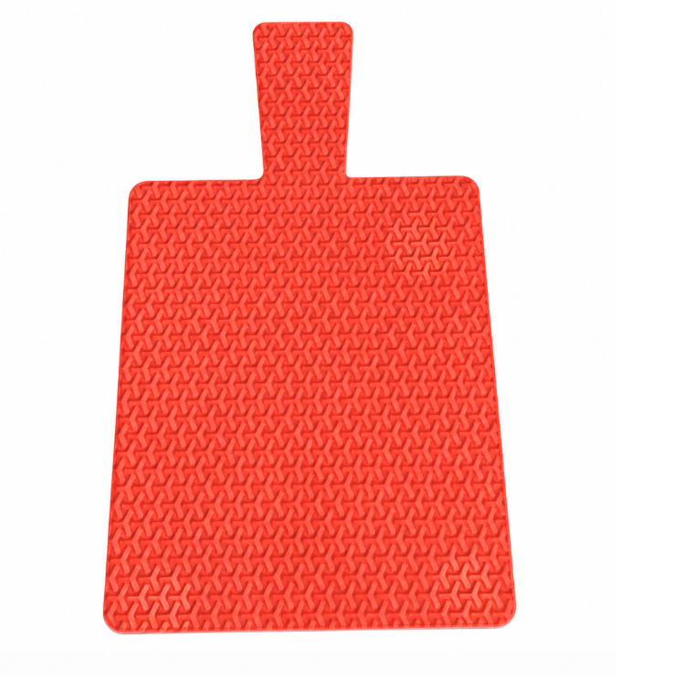 Add a bold pop of color to your modern tablescape with the Eye Candy Charcuterie Board Paddle – Maison Orange. This textured, rectangular red board features a raised triangle pattern and a convenient handle, making it perfect as an acrylic serving paddle or a striking charcuterie board for entertaining.