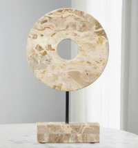 Marble Cream Circle Disk on Stand