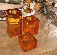 Amber Crystal Votive Holders Set 3