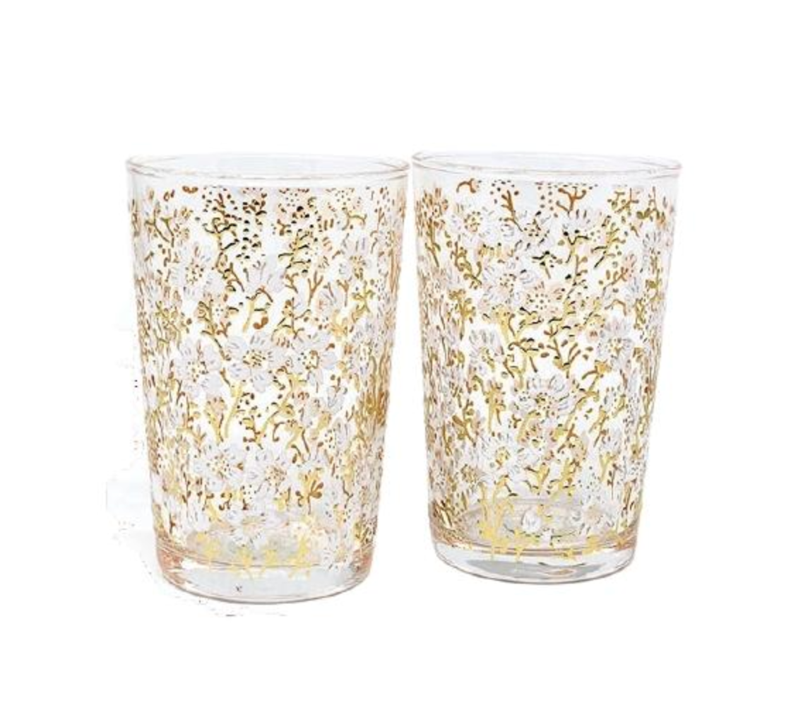 Eden Flower Beverage Glass Clear & Gold Set of 6