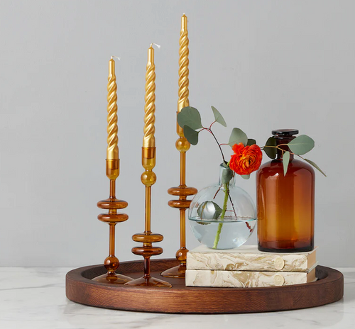 Twisted Taper Candle Gold Set of 6