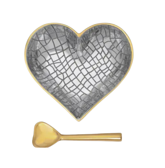 Happy Heart Gold & Silver Croc Bowls With Spoon