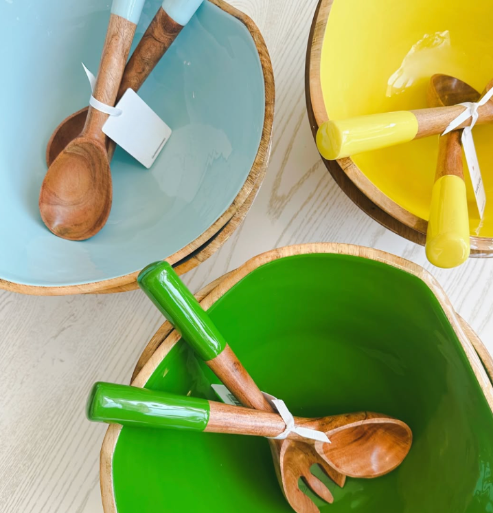 Bright Mango Serving Bowl w/ Servers -