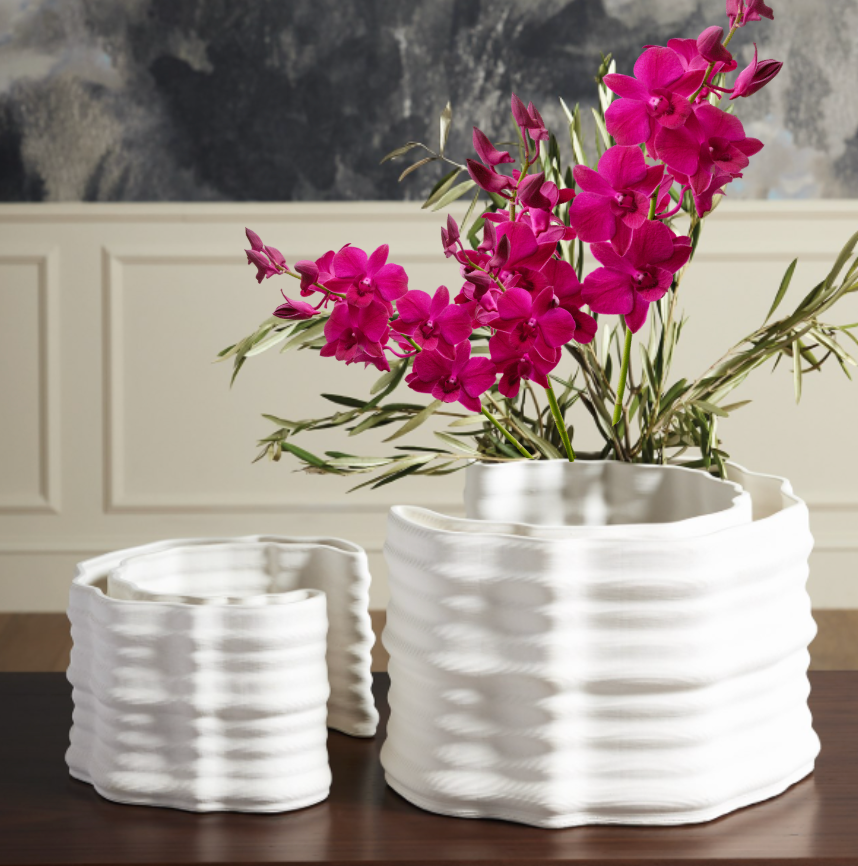 Crescent Matte White Centerpiece Vase
