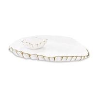 Thanni Mystic Oval Platter w/ Bowl White & Gold - Large