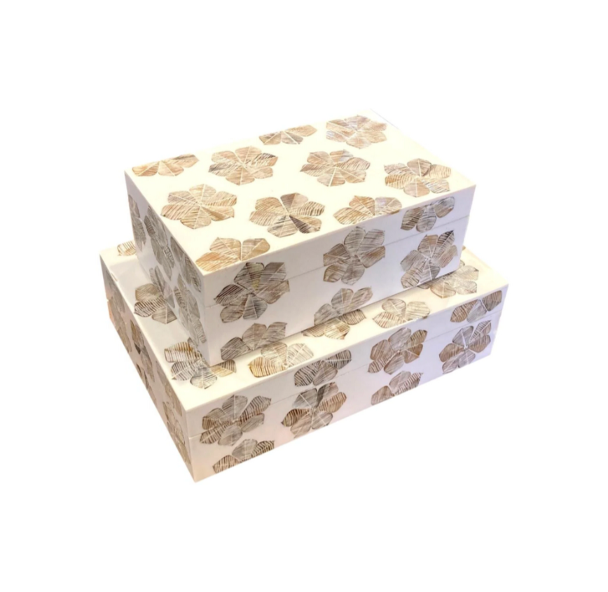 Floral Box Ivory & Brown  -