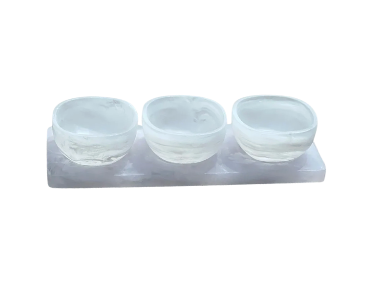 Dawn Resin Swirl 3 Dip Bowl Set - White