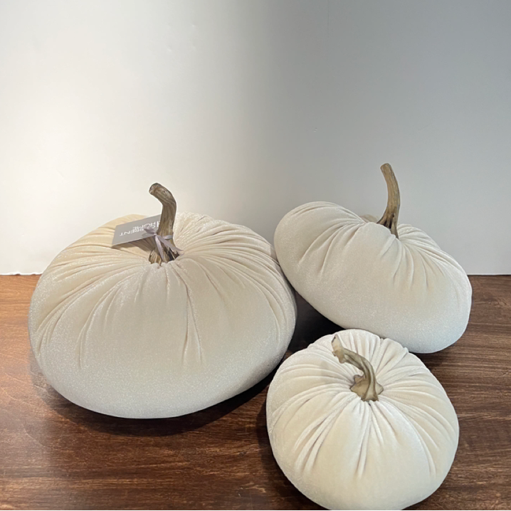 Velvet Pumpkins Set of 6 - Ivory