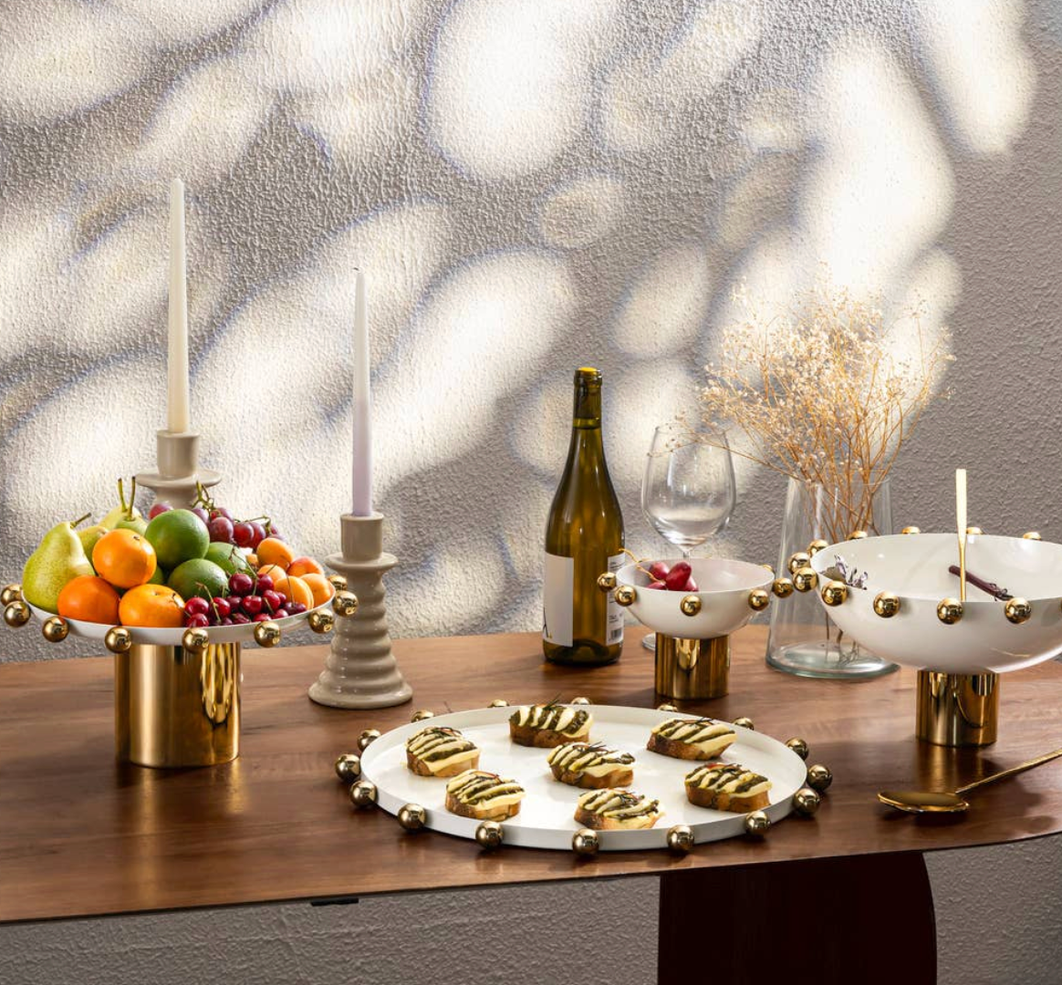 Temari White & Gold Cake Stand