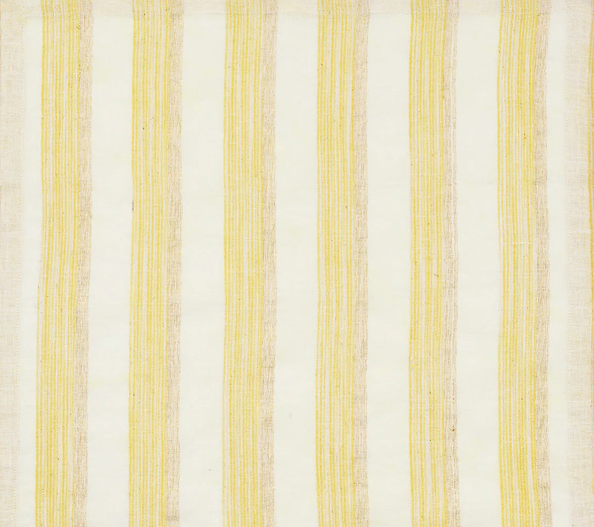 The Kim Seybert Broad Stripe Napkin Set of 4 in Yellow & White features an equal-width striped design that adds a cheerful, bright accent to any coastal table setting.
