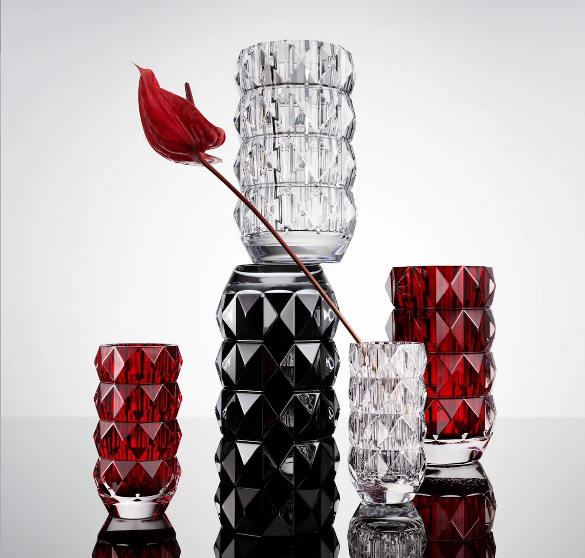 Baccarat Louxor Round Vase, Red