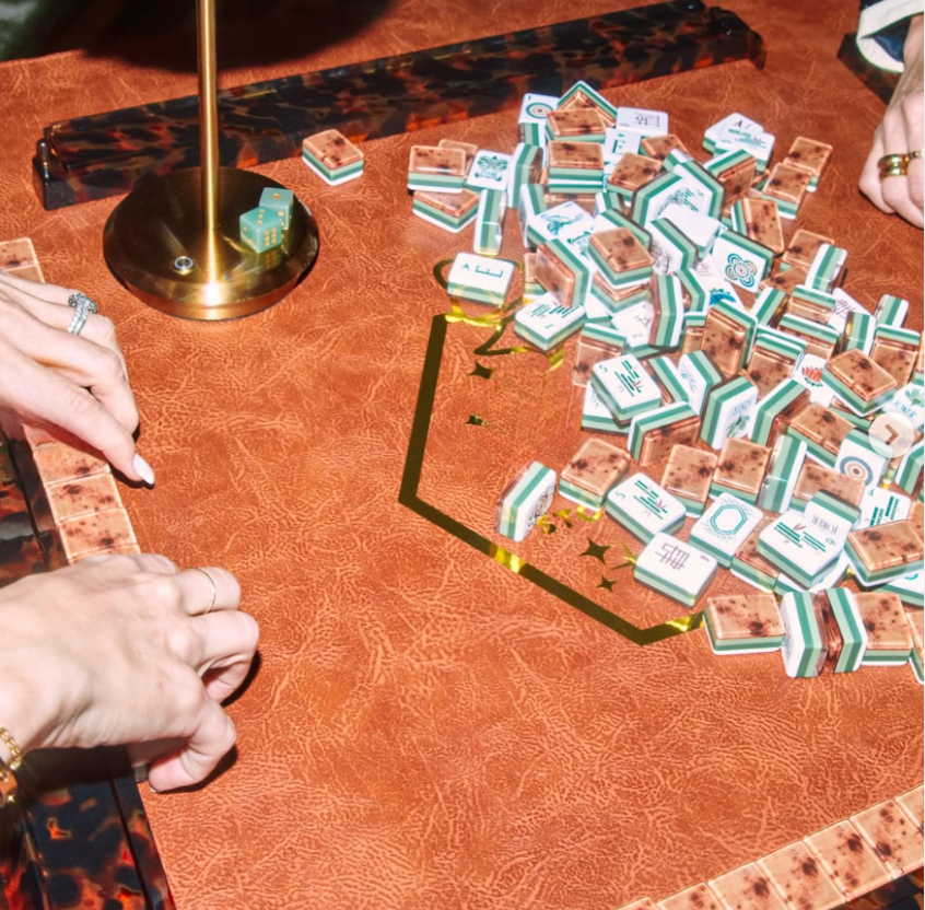 Mahjong Rack & Pusher Set - Tortoise Shell