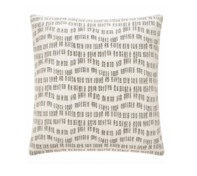 The Pebble Path Linen Pillow by Decor Fifty-Five features a textured pattern of black and gray dashed lines on cream, giving your space a subtle modern geometric accent.
