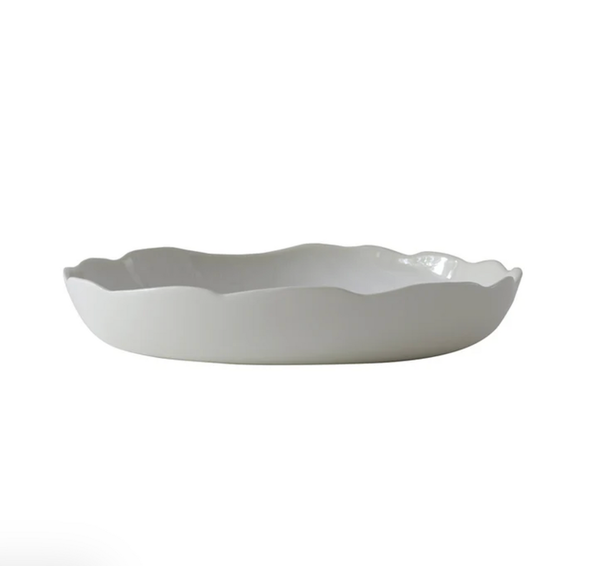 The Plume White Dinnerware Pearl by Jars - Rosenthal is a shallow, white ceramic bowl featuring a wavy, scalloped rim reminiscent of organic forms, presented against a plain white background.