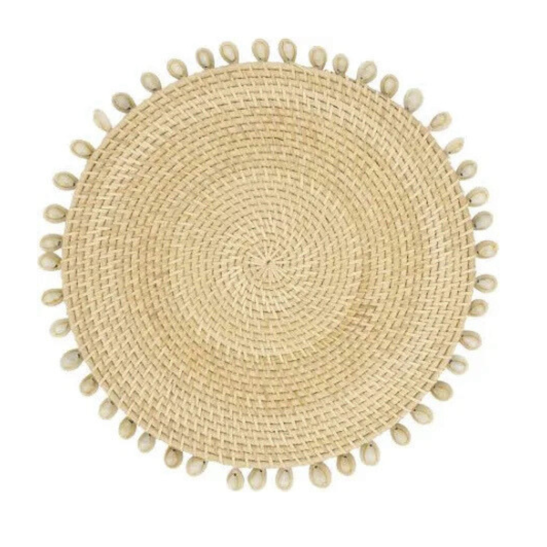 Rattan Seashell Placemat Natural Set of 4