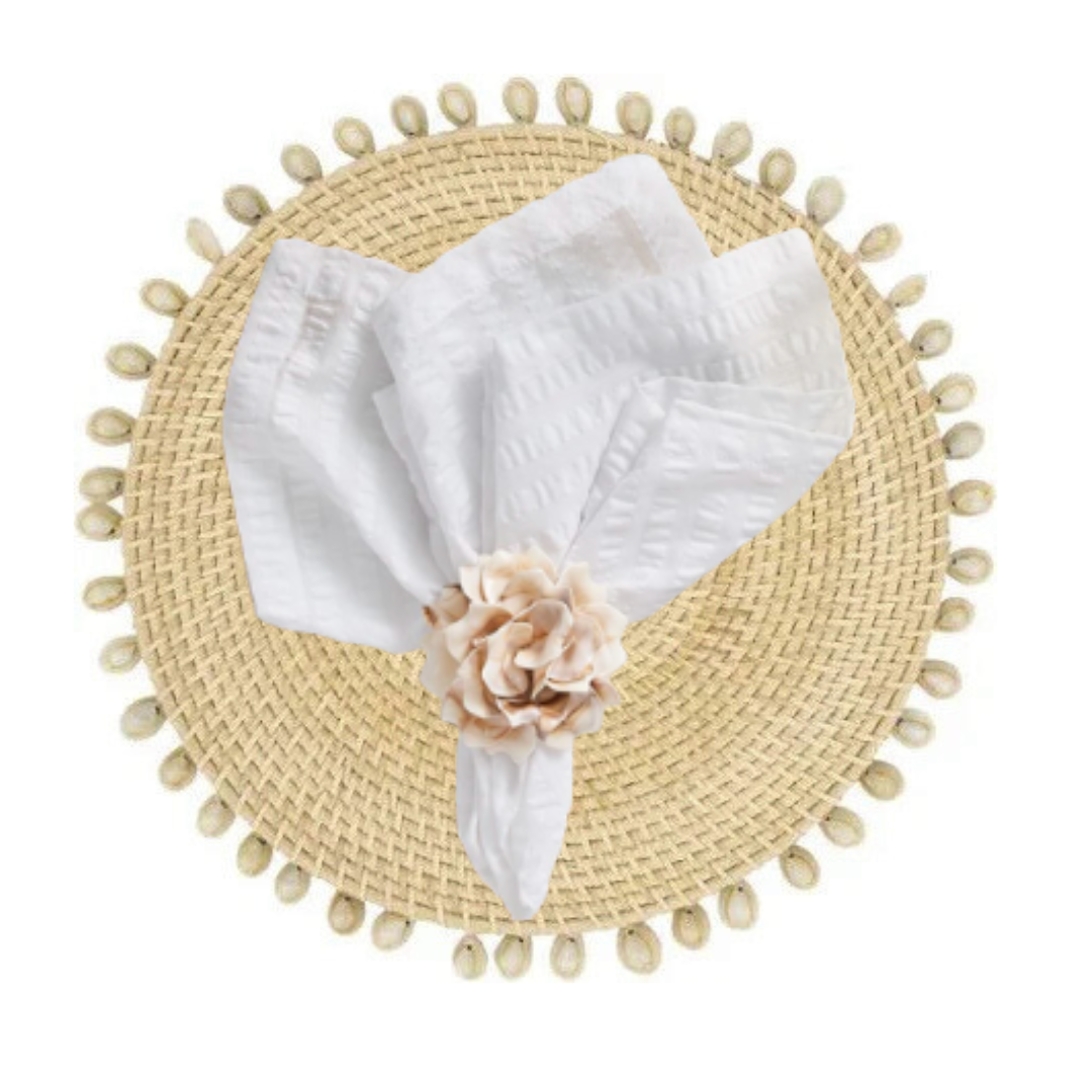 Rattan Seashell Placemat Natural Set of 4