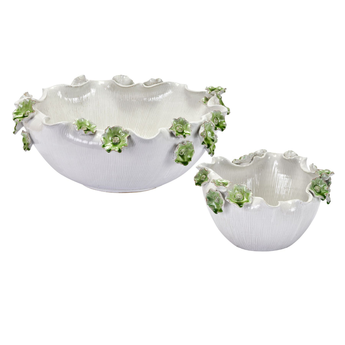 Belle Fleur Ceramic Bowl - Green