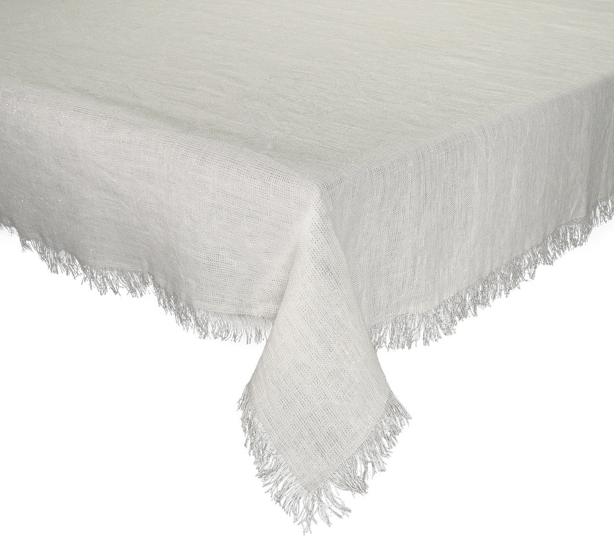 Fringe Tablecloth in Natural & Silver