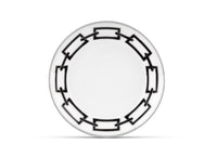 A Ginori 1735 Catene Nero Dinnerware plate featuring a bold, geometric black linked pattern around the rim, set against a plain white background.