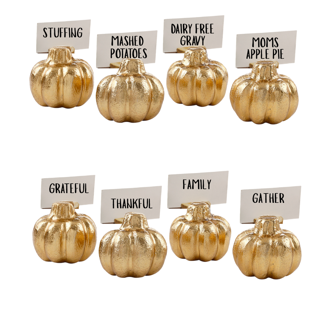 Pumpkin Place Card Holder Gold  - Set of 4