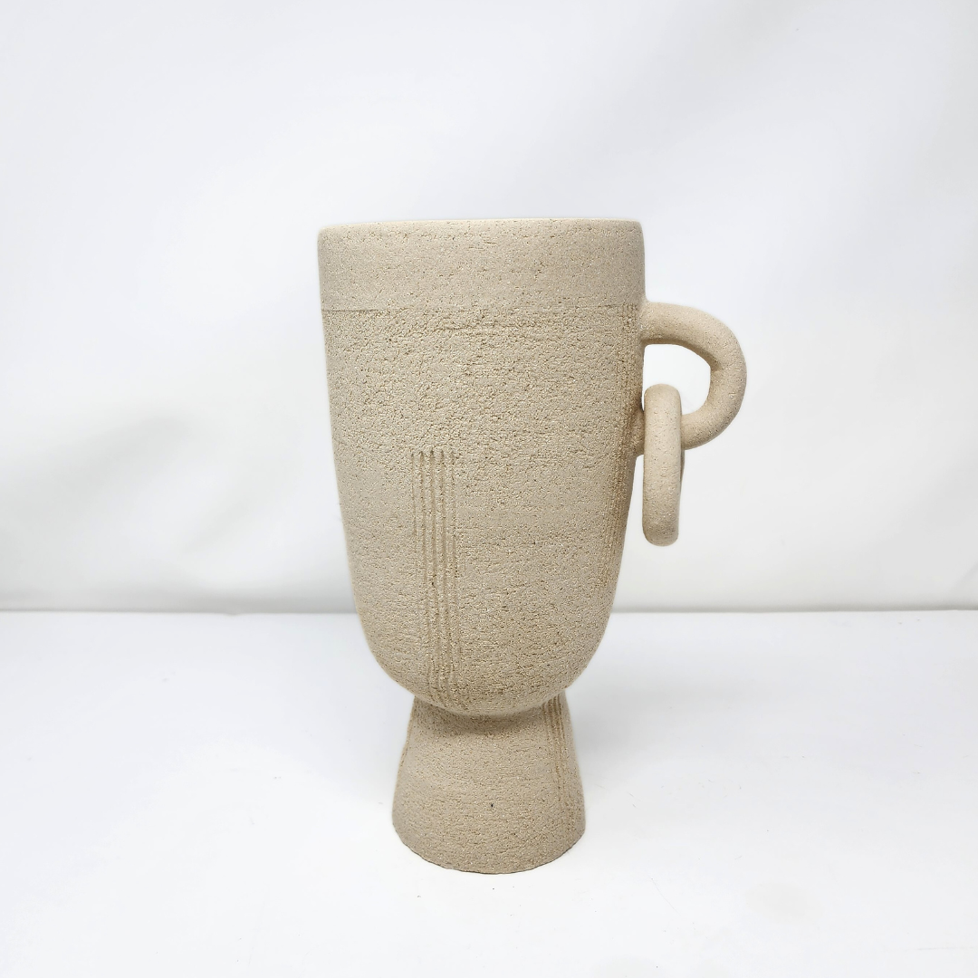 Terrablanca Footed Vase with Handle - small. 