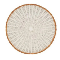 Two Tone White Rattan Round Placemat Set of 4