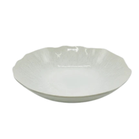 A white, round, shallow bowl with a slightly scalloped rim from the Jars - Rosenthal Plume White Dinnerware Pearl collection, set against a plain white background.