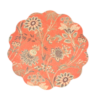 Orange Floral Placemat on White Background