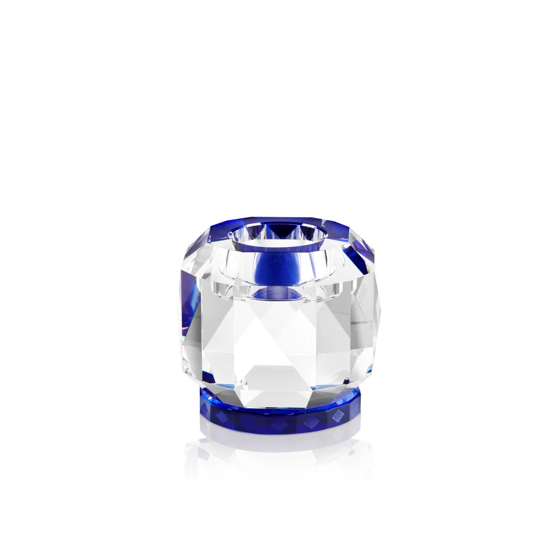 Texas Tealight Holder - Clear & Cobalt