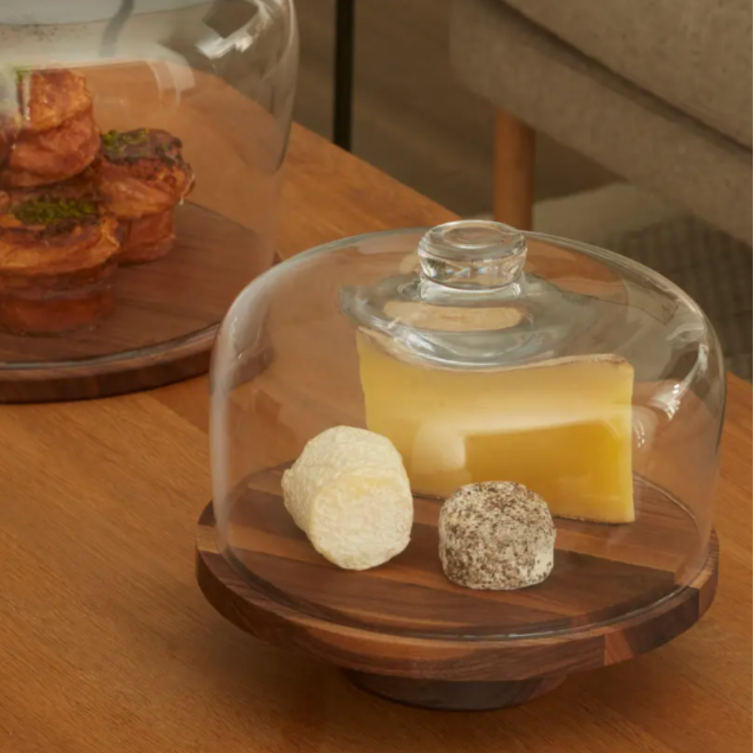 City Walnut Cake Stand & Dome