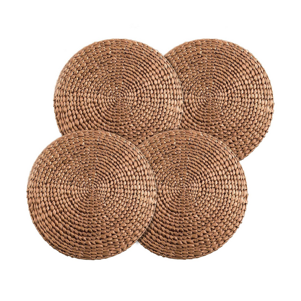 Woven Water Hyacinth Round Placemat Set of 4 - Gold.