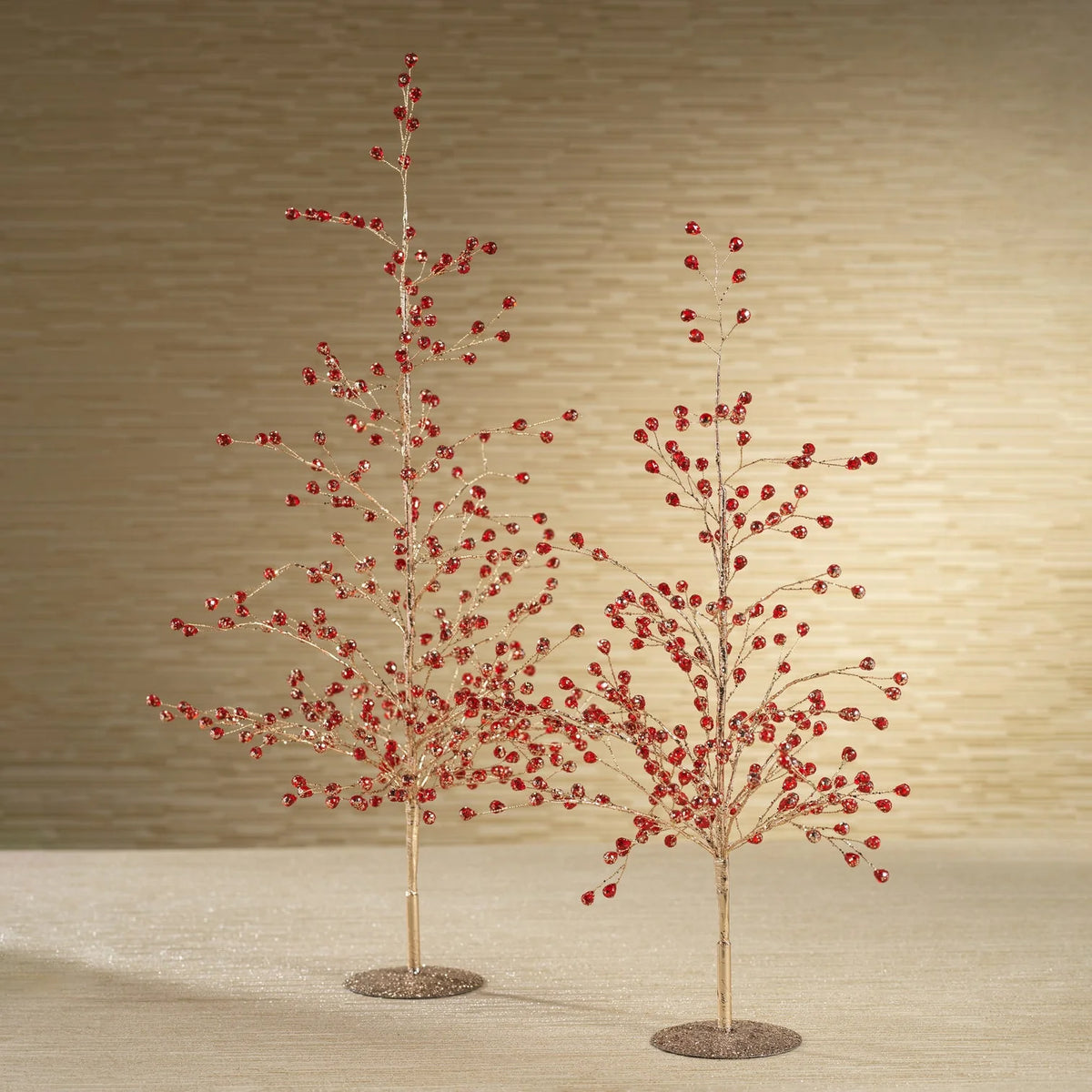 Glass Beaded Berry Tree Red & Gold -