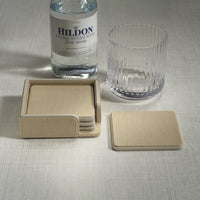 Napoli Leather Coaster Set of 4 - Raffia & Cream