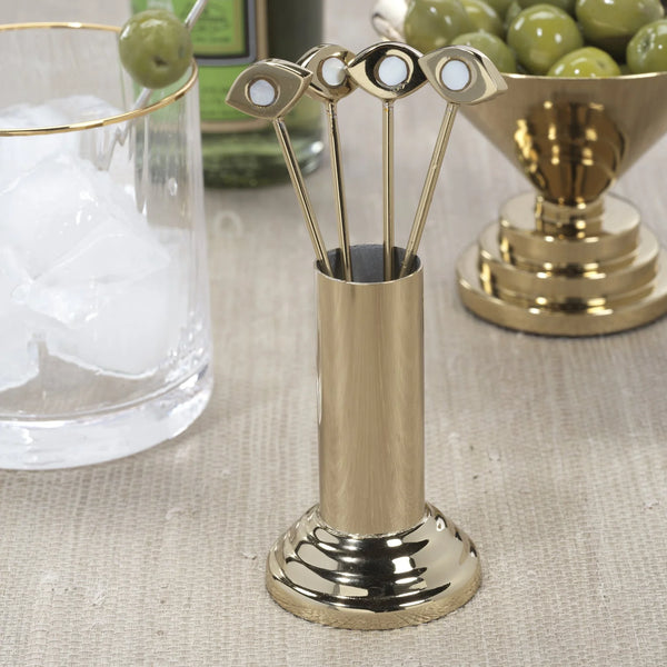 Evil Eye Cocktail Pick Set of 4  With Holder