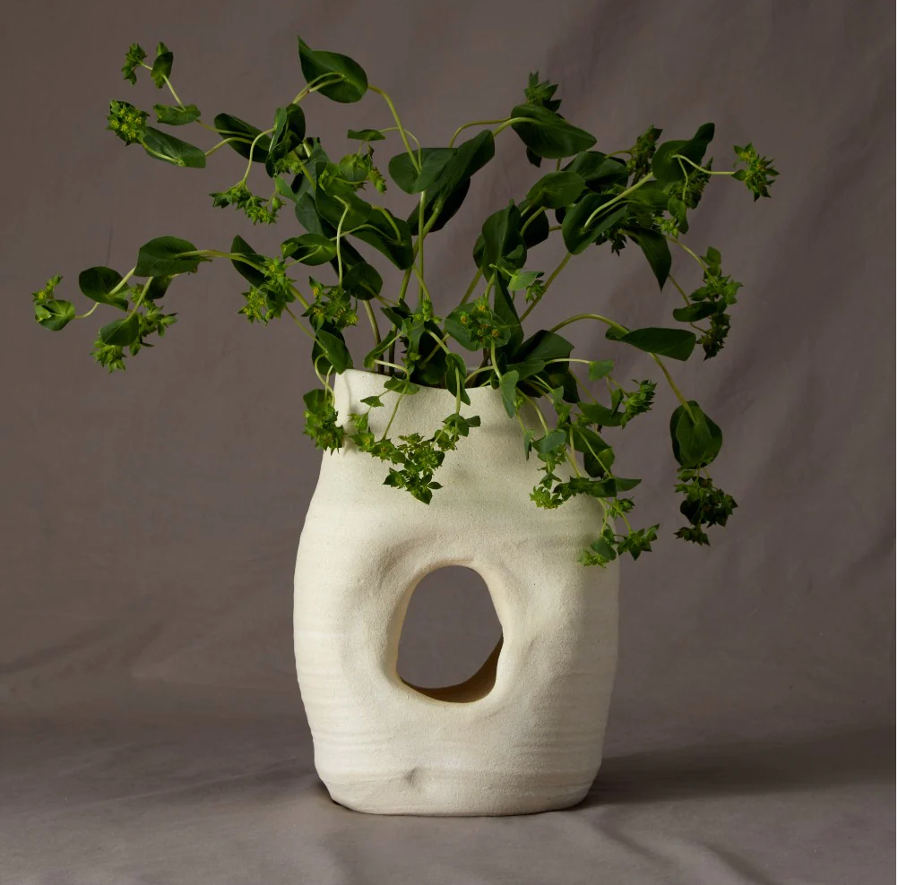 Harlow Vase Raw Blanc