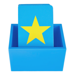 The Canasta Sets Canasta 2 Deck Holder features a blue box displaying a card with a large yellow star on a blue background—ideal for organizing cards for Canasta or other card games.
