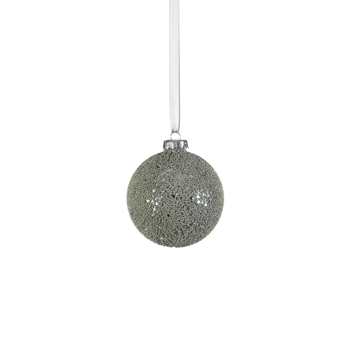 Beaded Silver Ball Ornament