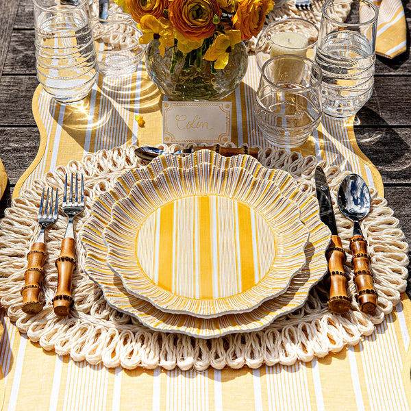 Yellow Scallop Plate on Placemat